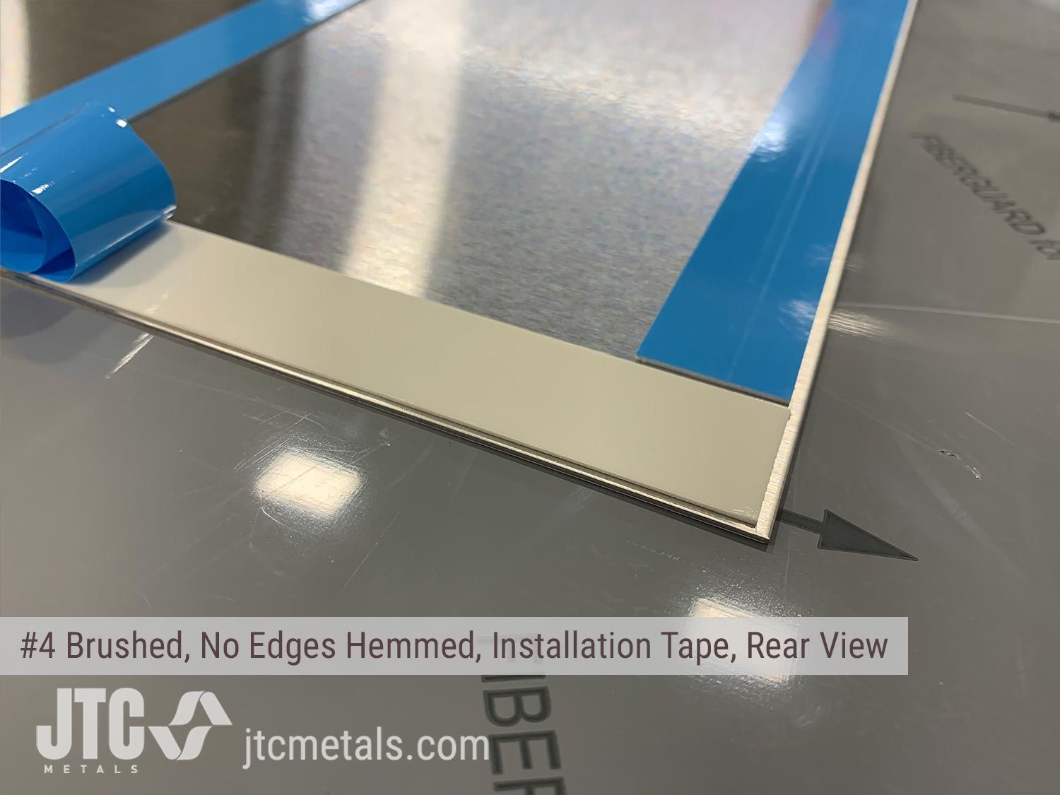 JTC Metals unhemmed panel with installation tape