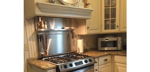 NEW 36 In. X 30 In. Stainless Steel Backsplash With Shelf And Rack